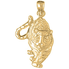 Yellow Gold-plated Silver Tiger Pendant