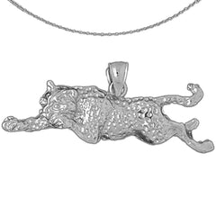 Sterling Silver Leopard Pendant (Rhodium or Yellow Gold-plated)