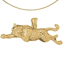 Sterling Silver Leopard Pendant (Rhodium or Yellow Gold-plated)