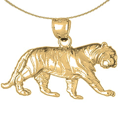 Colgante de tigre de plata de ley (bañado en rodio o oro amarillo)
