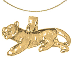 Colgante de tigre 3D de plata de ley (bañado en rodio o oro amarillo)