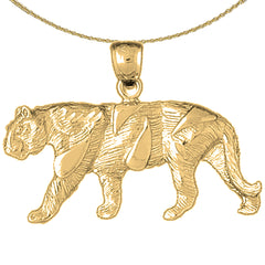 Colgante de tigre de plata de ley (bañado en rodio o oro amarillo)