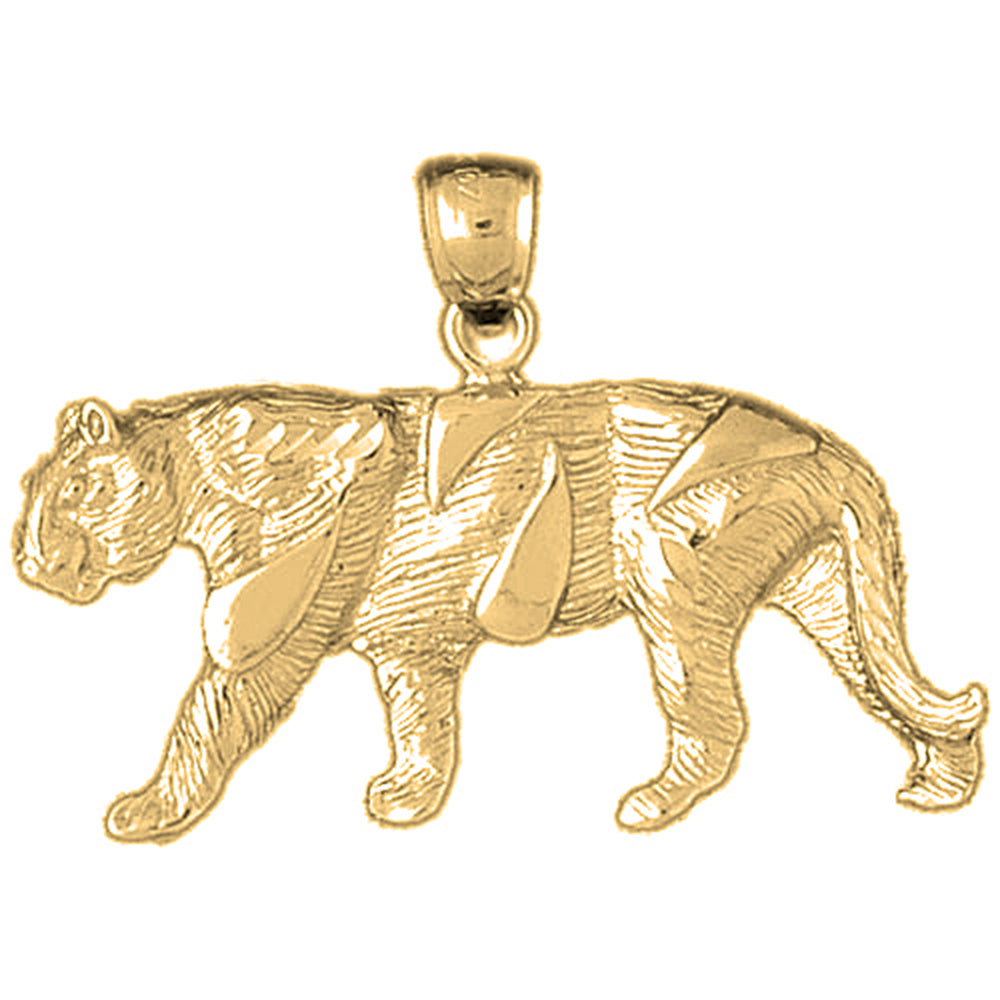 Yellow Gold-plated Silver Tiger Pendant