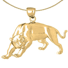 Sterling Silver Panther Pendant (Rhodium or Yellow Gold-plated)