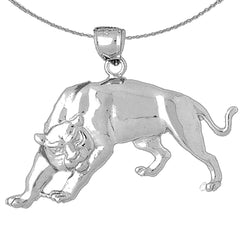 Sterling Silver Panther Pendant (Rhodium or Yellow Gold-plated)