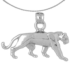 Sterling Silver Panther Pendant (Rhodium or Yellow Gold-plated)