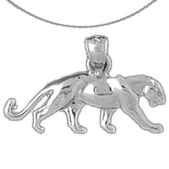Sterling Silver Panther Pendant (Rhodium or Yellow Gold-plated)