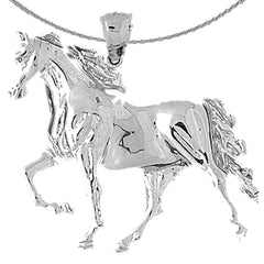Sterling Silver Horse Pendant (Rhodium or Yellow Gold-plated)