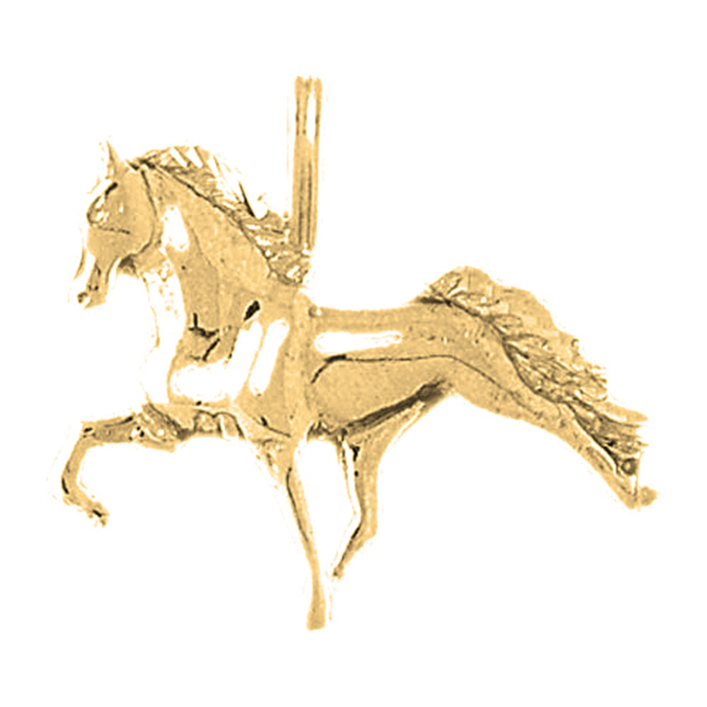 Yellow Gold-plated Silver 3D Horse Pendant