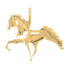 Yellow Gold-plated Silver 3D Horse Pendant