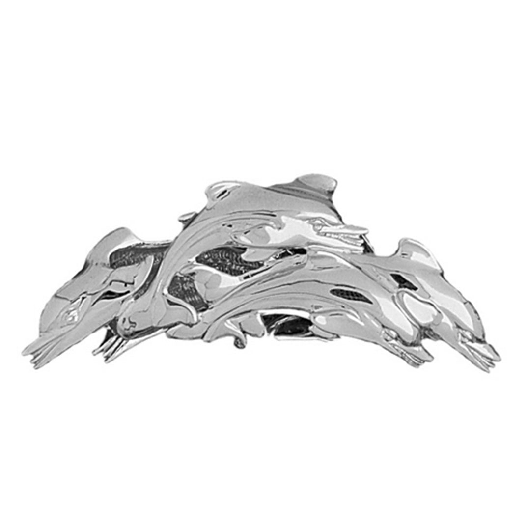 Sterling Silver Reversible Dolphins Pendant