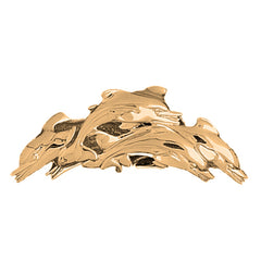 Yellow Gold-plated Silver Reversible Dolphins Pendant