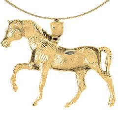Sterling Silver Horse Pendant (Rhodium or Yellow Gold-plated)