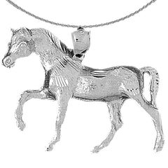 Sterling Silver Horse Pendant (Rhodium or Yellow Gold-plated)