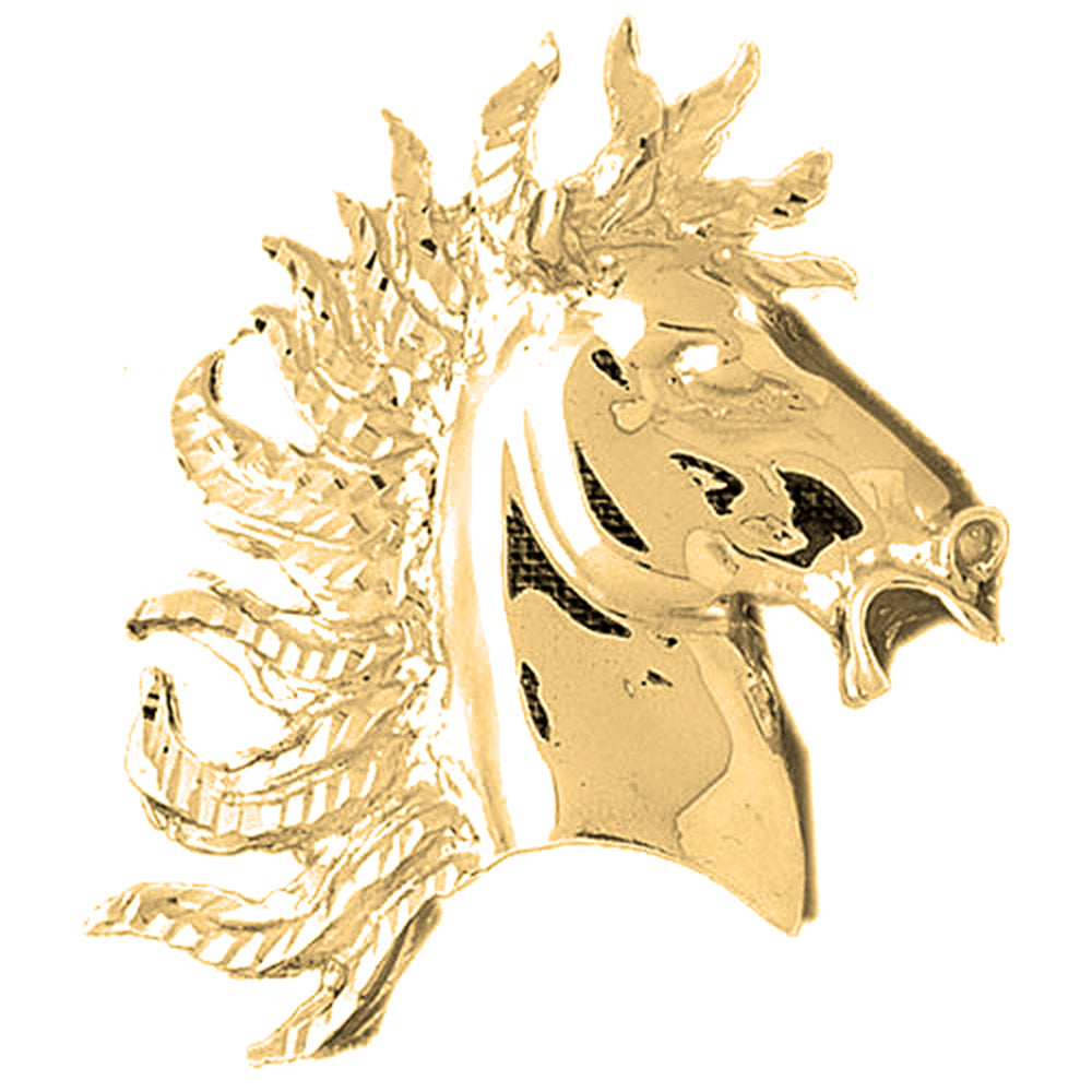 Yellow Gold-plated Silver Horse Head Pendant