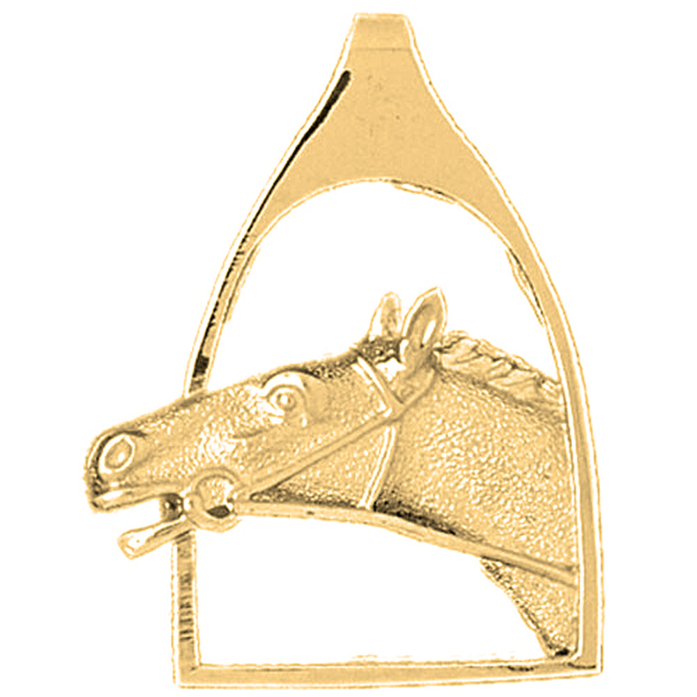 Yellow Gold-plated Silver Horse Head Pendant
