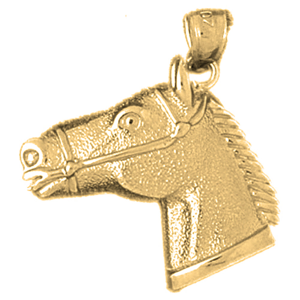 Yellow Gold-plated Silver Horse Head Pendant