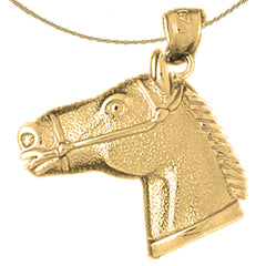 Sterling Silver Horse Head Pendant (Rhodium or Yellow Gold-plated)