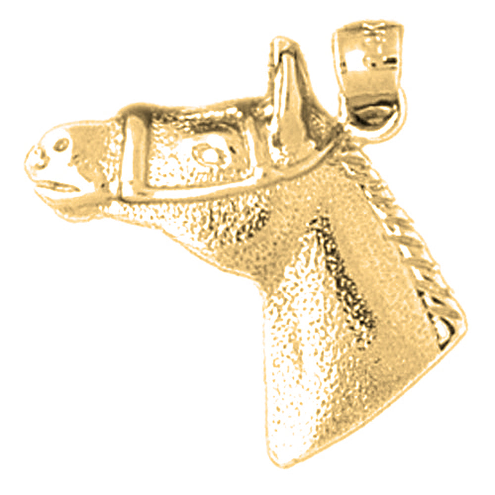 Yellow Gold-plated Silver Horse Head Pendant