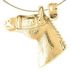 Sterling Silver Horse Head Pendant (Rhodium or Yellow Gold-plated)