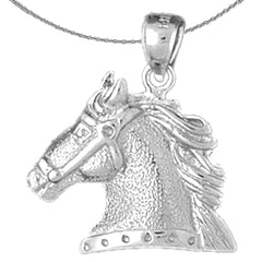 Sterling Silver Horse Head Pendant (Rhodium or Yellow Gold-plated)