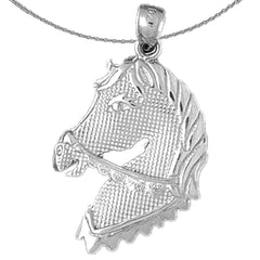 Sterling Silver Horse Head Pendant (Rhodium or Yellow Gold-plated)