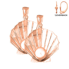 14K or 18K Gold 3D Shell With Pearl Earrings