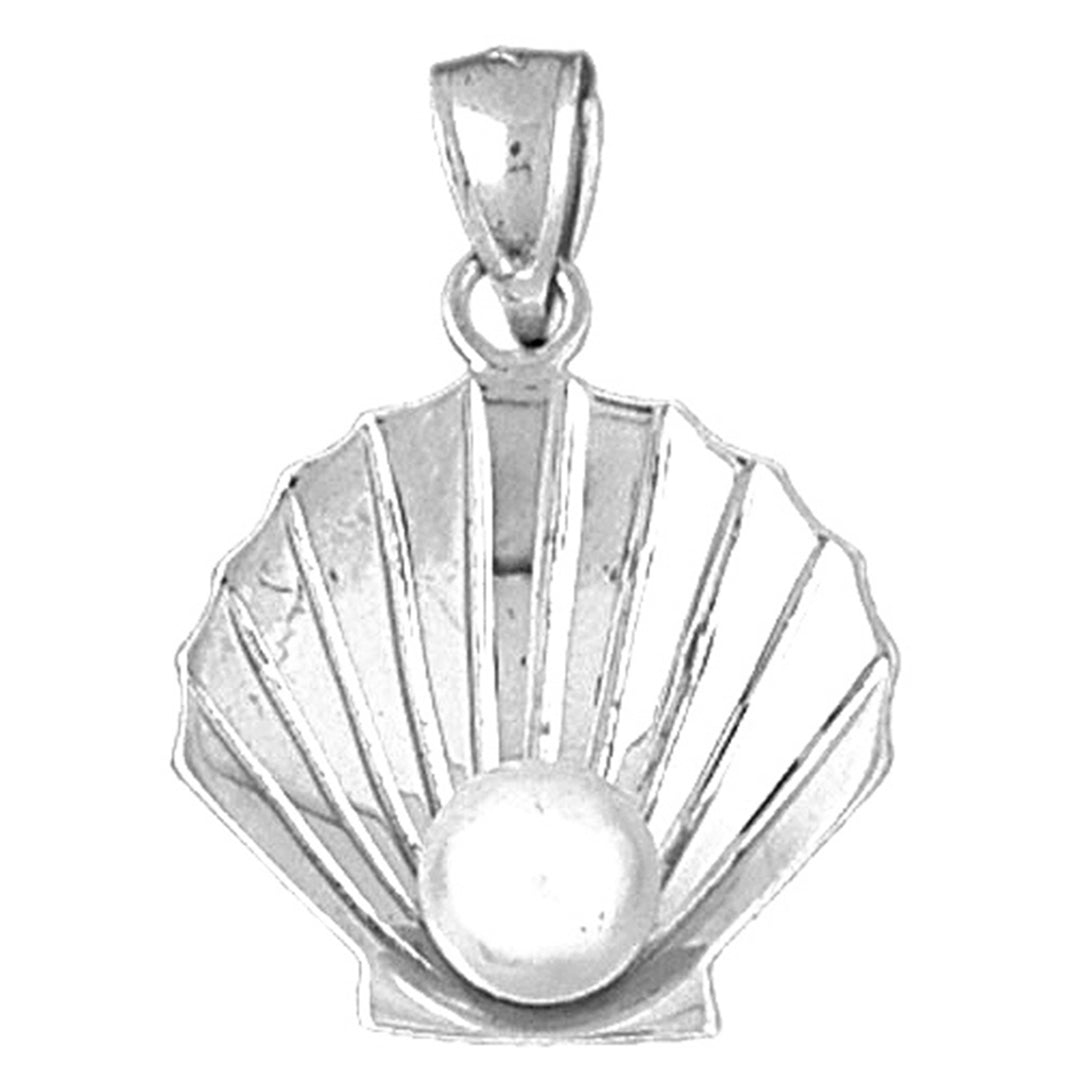 Sterling Silver 3D Shell With Pearl Pendant