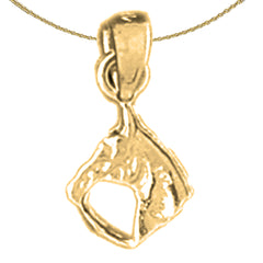 Sterling Silver Horse Head Pendant (Rhodium or Yellow Gold-plated)