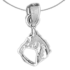 Sterling Silver Horse Head Pendant (Rhodium or Yellow Gold-plated)