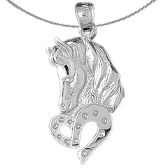 Sterling Silver Horse Head Pendant (Rhodium or Yellow Gold-plated)