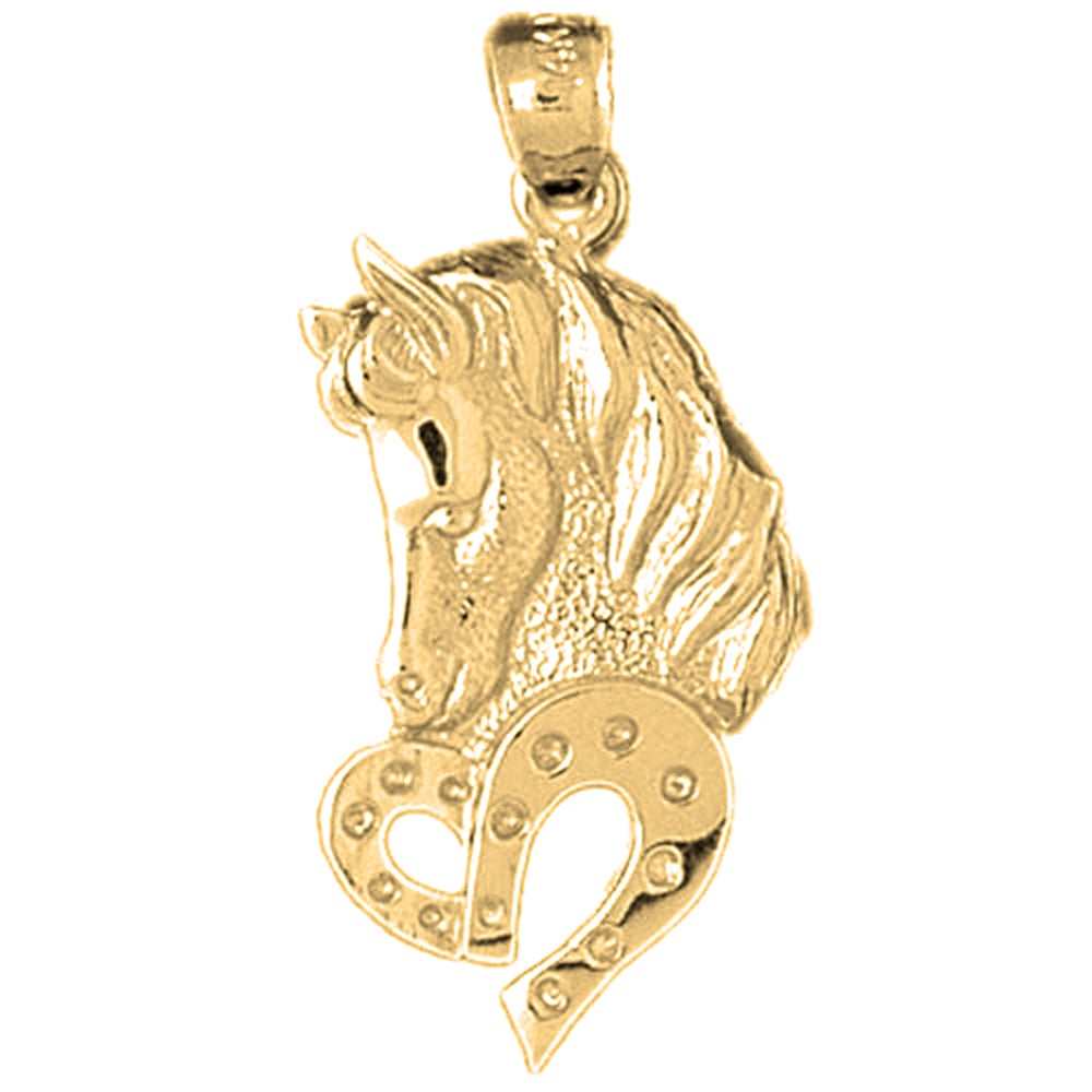 Yellow Gold-plated Silver Horse Head Pendant