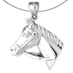 Sterling Silver Horse Head Pendant (Rhodium or Yellow Gold-plated)