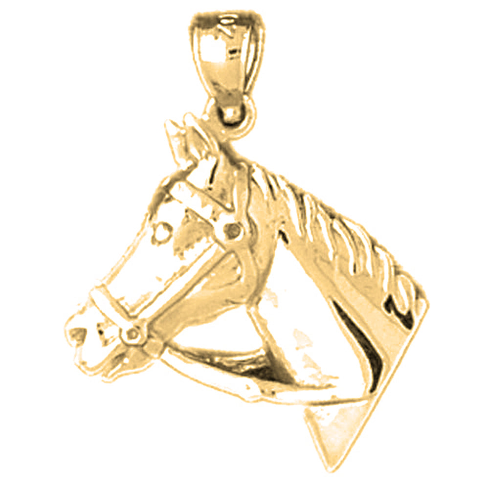 Yellow Gold-plated Silver Horse Head Pendant