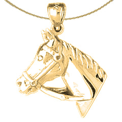 Sterling Silver Horse Head Pendant (Rhodium or Yellow Gold-plated)