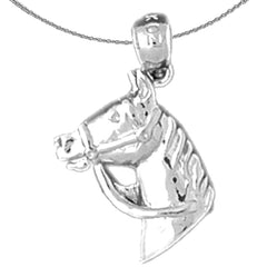 Sterling Silver Horse Head Pendant (Rhodium or Yellow Gold-plated)