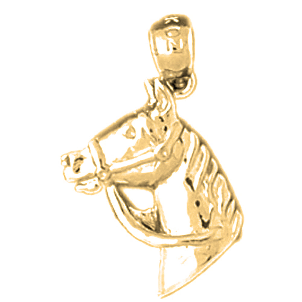 Yellow Gold-plated Silver Horse Head Pendant