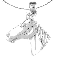 Sterling Silver Horse Head Pendant (Rhodium or Yellow Gold-plated)
