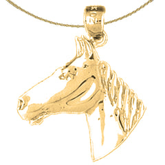 Sterling Silver Horse Head Pendant (Rhodium or Yellow Gold-plated)