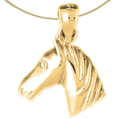 Sterling Silver Horse Head Pendant (Rhodium or Yellow Gold-plated)