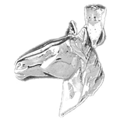 Sterling Silver Horse Head Pendant (Rhodium or Yellow Gold-plated)