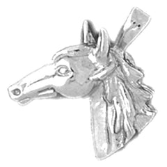 Sterling Silver Horse Head Pendant (Rhodium or Yellow Gold-plated)