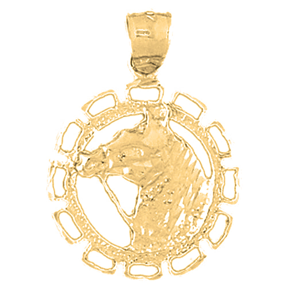 Yellow Gold-plated Silver Horse Head Pendant
