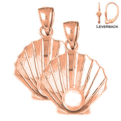 14K or 18K Gold 3D Shell With Pearl Earrings