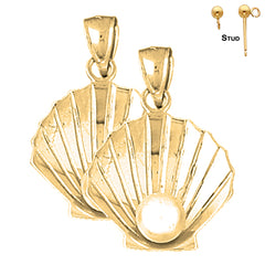 14K or 18K Gold 3D Shell With Pearl Earrings