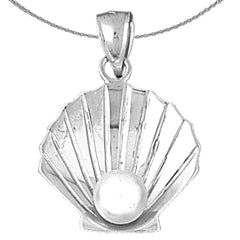 Sterling Silver 3D Shell With Pearl Pendant (Rhodium or Yellow Gold-plated)