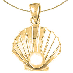 Sterling Silver 3D Shell With Pearl Pendant (Rhodium or Yellow Gold-plated)
