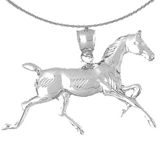 Sterling Silver Horse Pendant (Rhodium or Yellow Gold-plated)