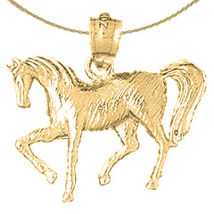 Sterling Silver Horse Pendant (Rhodium or Yellow Gold-plated)