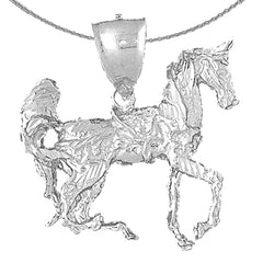 3D-Pferdeanhänger aus Sterlingsilber (rhodiniert oder gelbgoldbeschichtet)